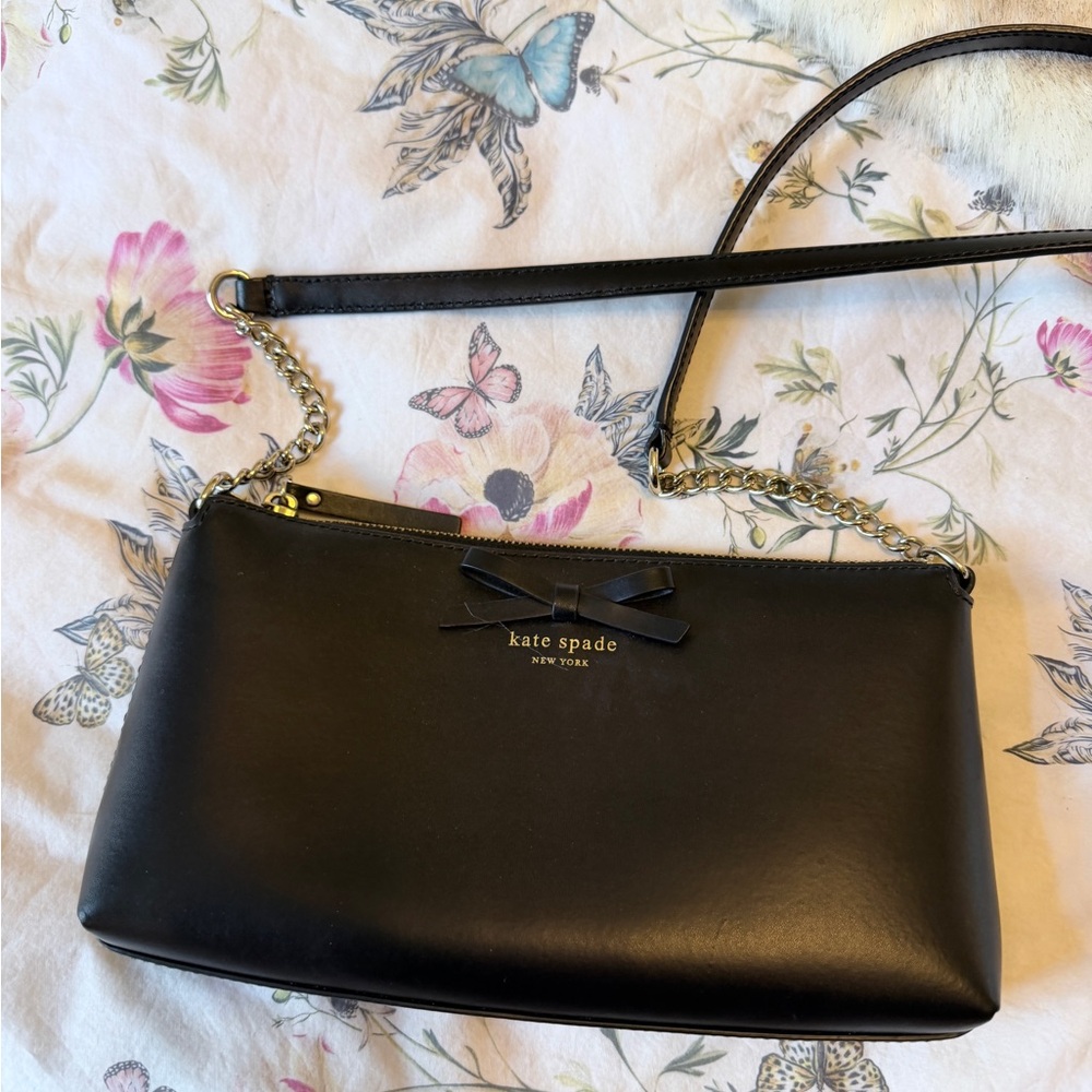 Kate Spade Black Leather Shoulder Bag with Chain Strap